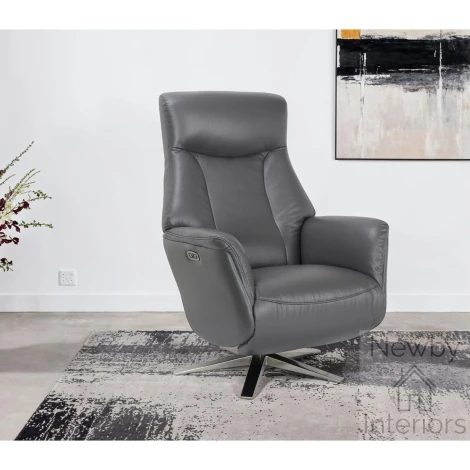 538292 - GFA Houston Iron Leather, Electric Swivel Recliner Chair