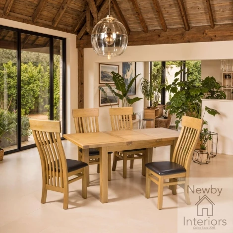 HAM-163 - Hampshire Natural Wooden Extending Dining Table 120cm to 165cm