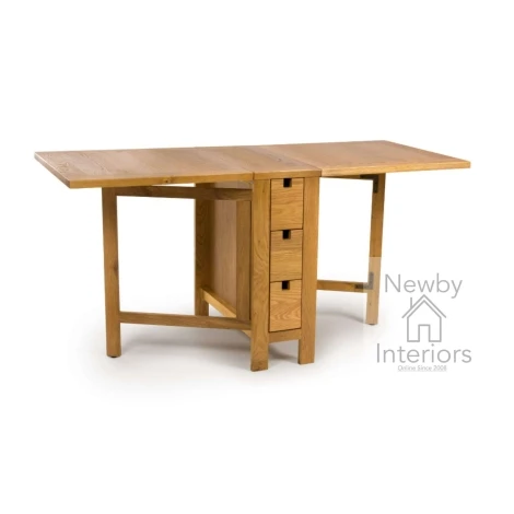HAM-245 - Hampshire Natural Oak 3 Drawer Extending Gate Leg Table