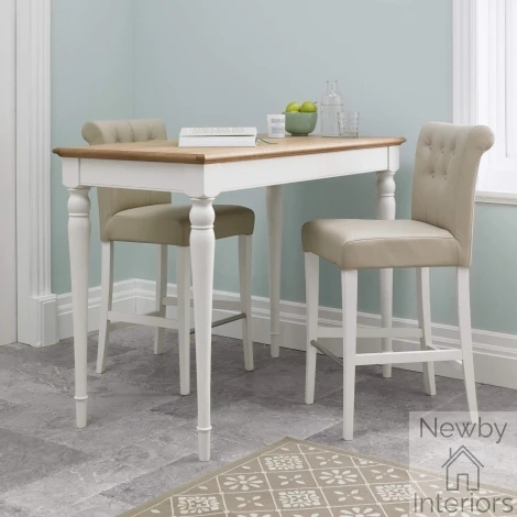 8005-09BSU-IV - Hampstead Two Tone Upholstered Bar Stool - Ivory Bonded Leather (Pair)