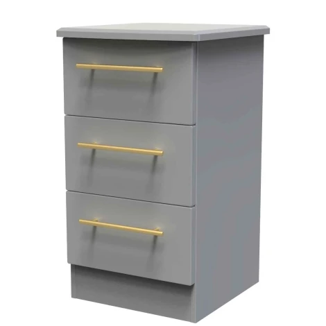 HAW001-DG-DG - Haworth Dusk Grey 3 Drawer Bedside Table