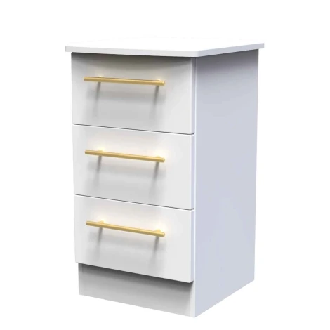 HAW001-WM-WM - Haworth White Matt 3 Drawer Bedside Table
