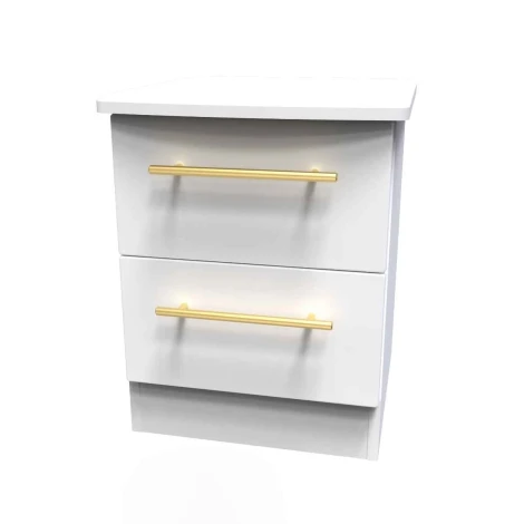 HAW005-WM-WM - Haworth White Matt 2 Drawer Bedside Table
