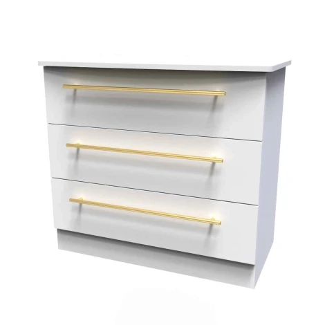HAW010-WM-WM - Haworth White Matt 3 Drawer Chest