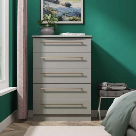 HAW012-DG-DG - Haworth Dusk Grey 5 Drawer Chest