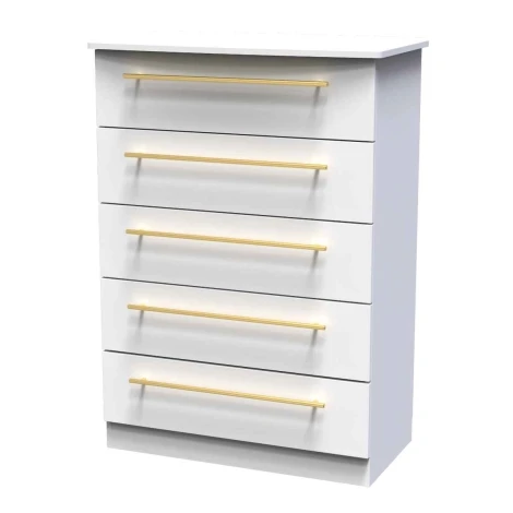 HAW012-WM-WM - Haworth White Matt 5 Drawer Chest