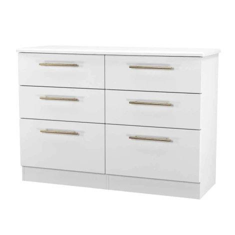 HAW015-WM-WM - Haworth White Matt 6 Drawer Midi Chest