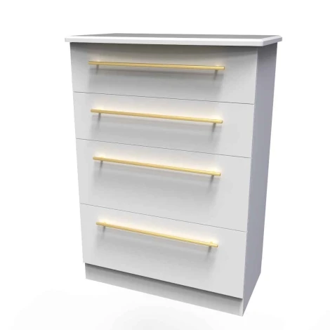 HAW050-WM-WM - Haworth White Matt 4 Deep Drawer Chest