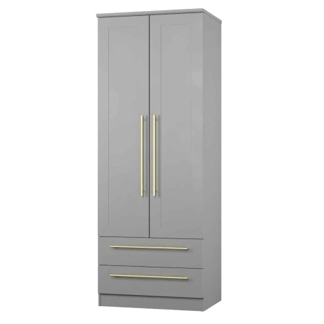 HAW081-DG-DG - Haworth Dusk Grey 2 Door 2 Drawer Double Tall Plain Wardrobe