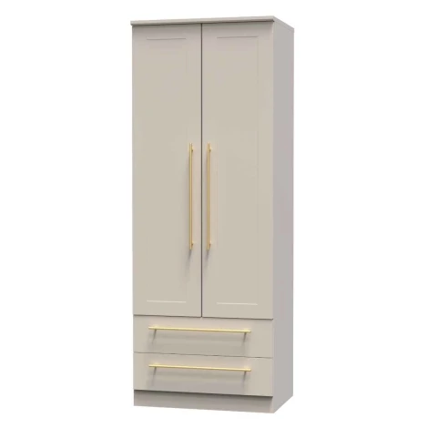 HAW081-KM-KM - Haworth Kashmir Matt 2 Door 2 Drawer Double Tall Plain Wardrobe
