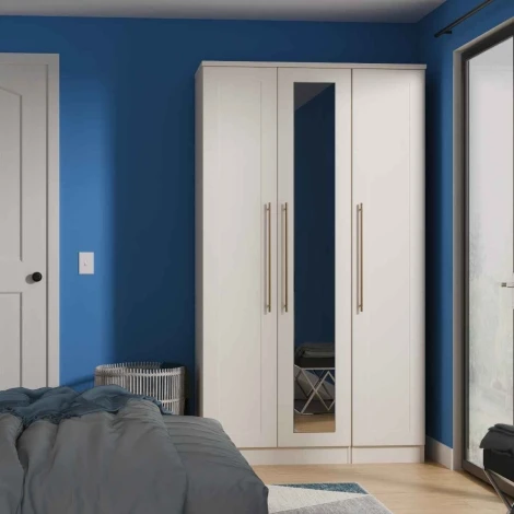 HAW147-KM-KM - Haworth Kashmir Matt 3 Door Triple Tall Mirror Wardrobe
