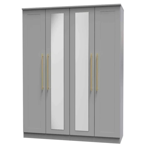 HAW190-DG-DG - Haworth Dusk Grey Tall 4 Door Centre Mirror Wardrobe