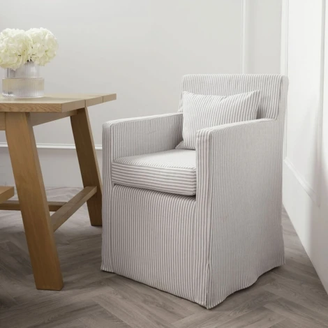 Hettie Grey Thin Stripe Dining Chair 