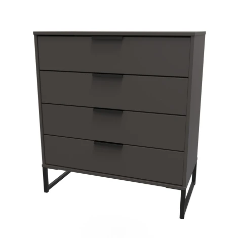 Hong Kong Graphite 4 Drawer Chest Black Sleigh Leg