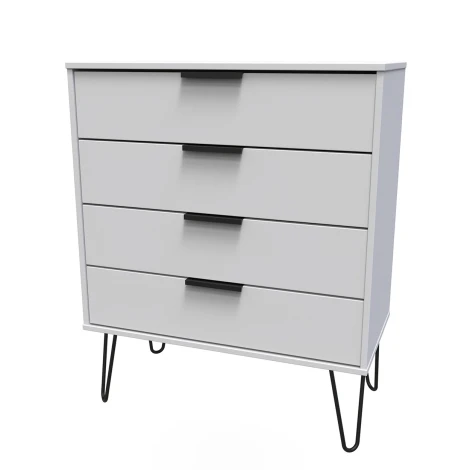 Hong Kong Grey Matt 4 Drawer Chest Black Hairpin Leg