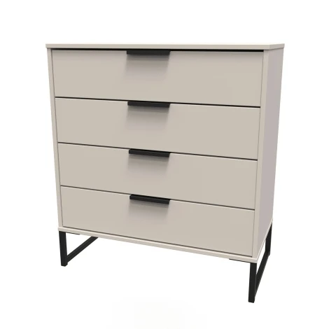 Hong Kong Kashmir Matt 4 Drawer Chest Black Sleigh Leg