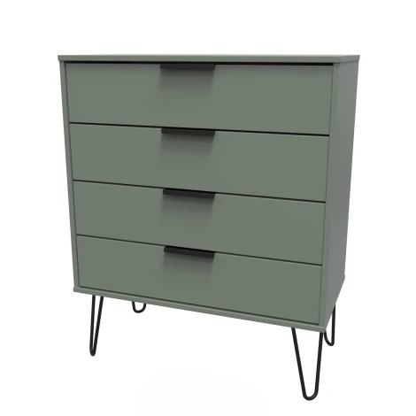 HK011-RG-C - Hong Kong Reed Green 4 Drawer Chest Black Hairpin Leg