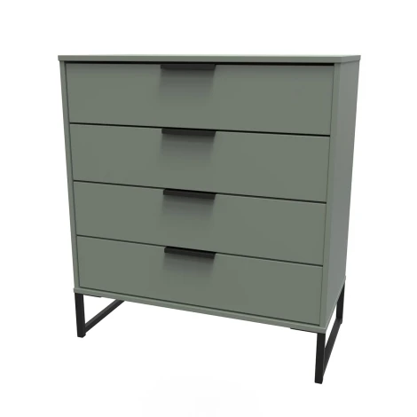 HK011-RG-G - Hong Kong Reed Green 4 Drawer Chest Black Sleigh Leg