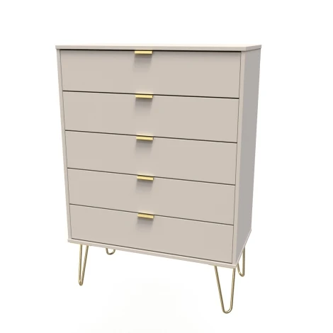 Hong Kong Kashmir Matt 5 Drawer Chest Gold Hairpin Leg