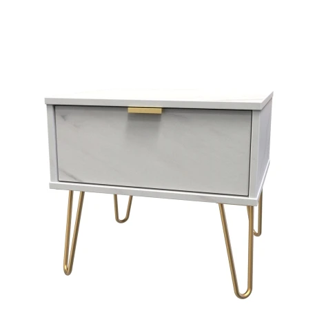 Hong Kong - Marble - Medium - Chest of 1 Drawer - Gold Hairpin Leg