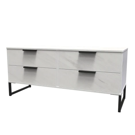 Hong Kong - Marble - 4 Drawer Bed Box - Black Sleigh Leg
