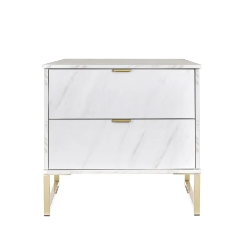 Hong Kong - Marble - Medium - Chest of 2 Drawer - Gold Sleigh Leg