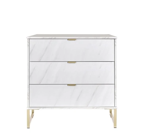 Hong Kong - Marble - Chest of 3 Drawer - Gold Sleigh Leg