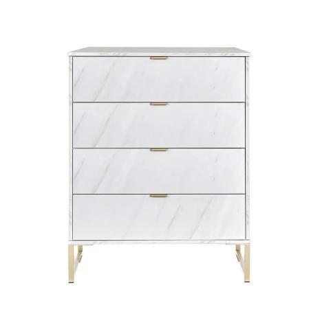 Hong Kong - Marble - Chest of 4 Drawer - Gold Sleigh Leg