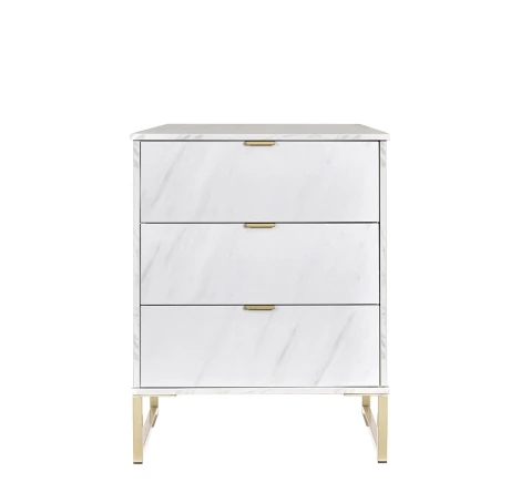 Hong Kong - Marble - Medium - Chest of 3 Drawer - Gold Sleigh Leg