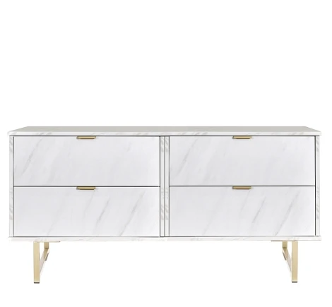 Hong Kong - Marble - 4 Drawer Bed Box - Gold Sleigh Leg