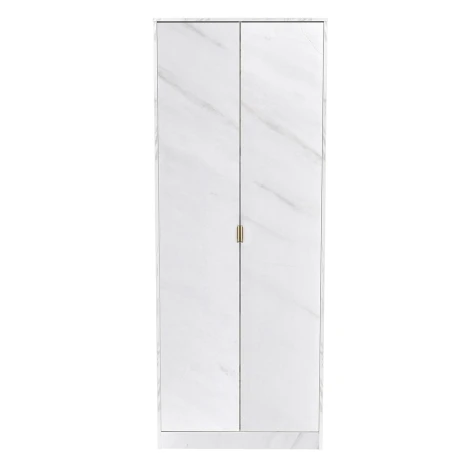 Hong Kong - Marble Finish - 2 Door - Plain - Tall - Double Wardrobe