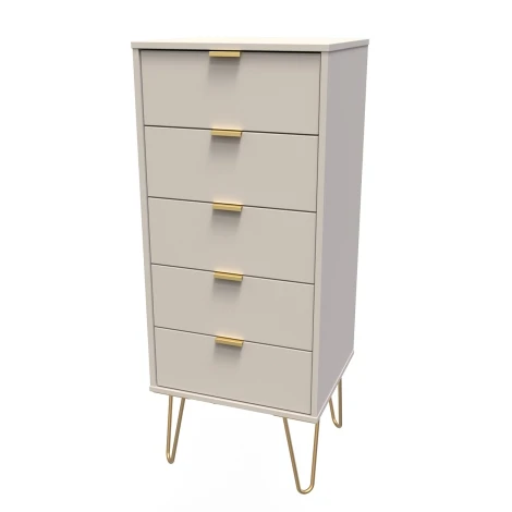 Hong Kong Kashmir Matt 5 Drawer Narrow Chest Gold Hairpin Leg