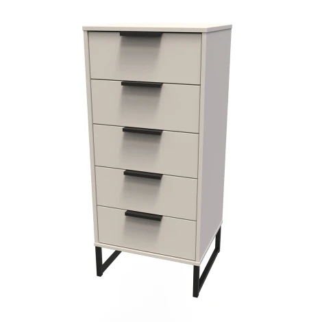 Hong Kong Kashmir Matt 5 Drawer Narrow Chest Black Sleigh Leg