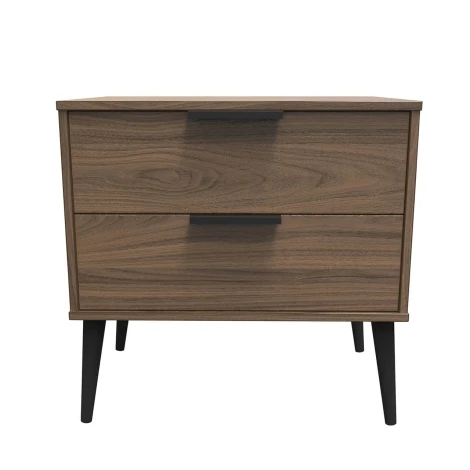Hong Kong Carini Walnut 2 Drawer Medium Chest Black Wooden Leg