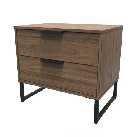 Hong Kong Carini Walnut 2 Drawer Medium Chest Black Sleigh Leg