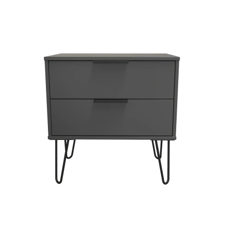 Hong Kong Graphite 2 Drawer Medium Chest Black Hairpin Legs