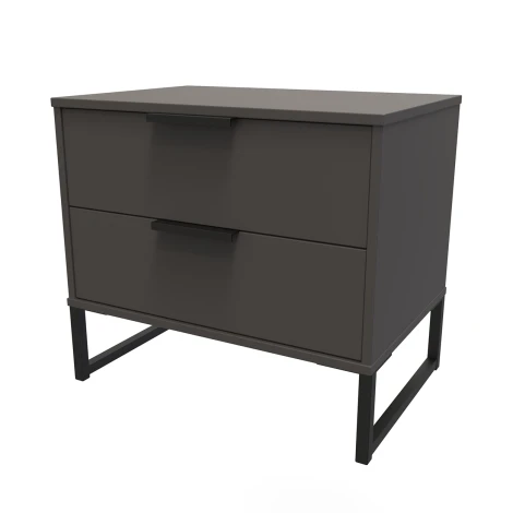 Hong Kong Graphite 2 Drawer Medium Chest Black Sleigh Leg