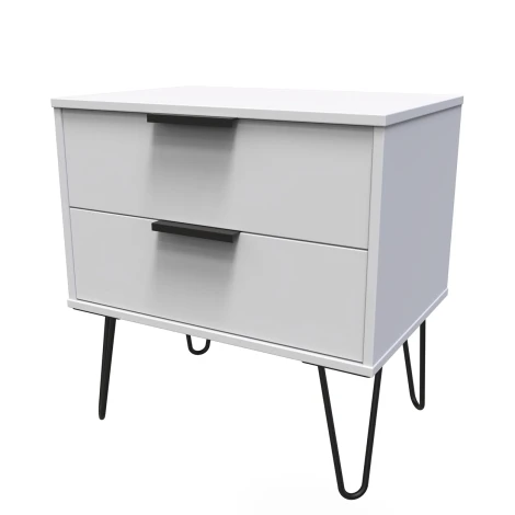 Hong Kong Grey Matt 2 Drawer Medium Chest Black Hairpin Leg