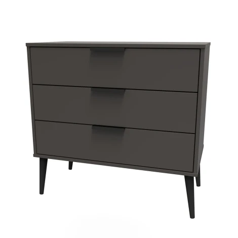 Hong Kong Graphite 3 Drawer Chest Black Wooden Leg