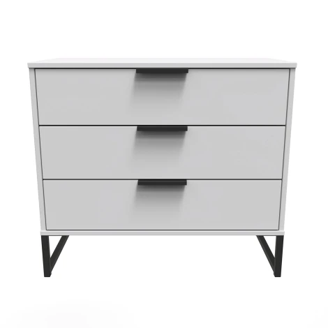 Hong Kong Grey Matt 3 Drawer Chest Black Sleigh Legs