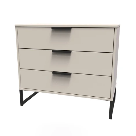 Hong Kong Kashmir Matt 3 Drawer Chest Black Sleigh Leg