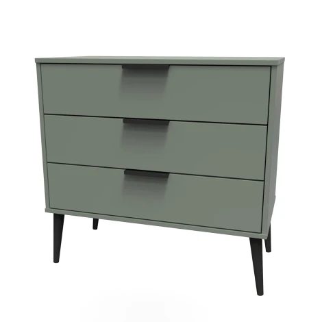 HK010-RG-B - Hong Kong Reed Green 3 Drawer Chest Black Wood Leg