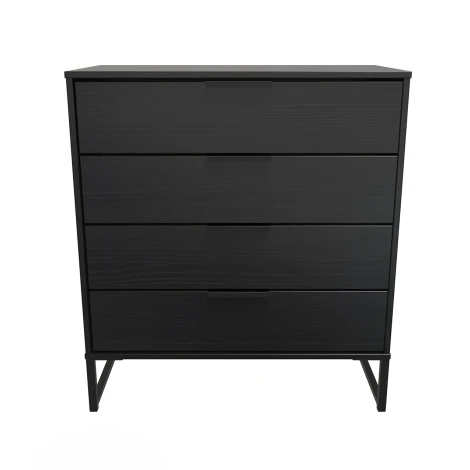HK011-BM-G - Hong Kong Black 4 Drawer Chest Black Sleigh Leg
