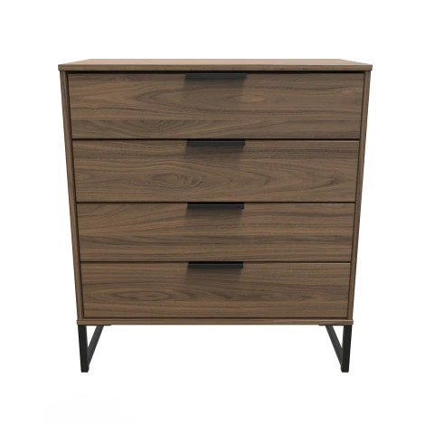 Hong Kong Carini Walnut 4 Drawer Chest Black Sleigh Leg