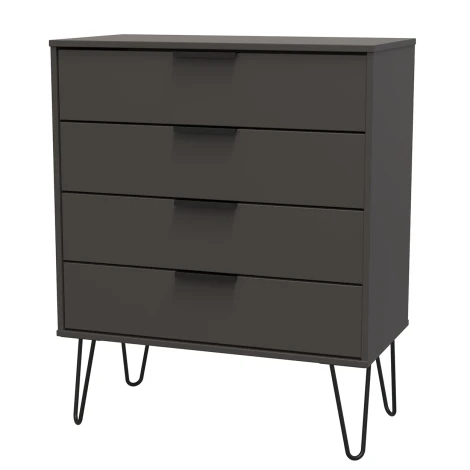Hong Kong Graphite 4 Drawer Chest Black Wooden Leg