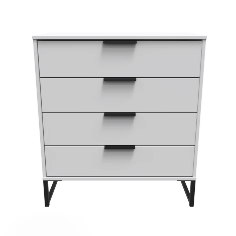 Hong Kong Grey Matt 4 Drawer Chest Black Sleigh Legs
