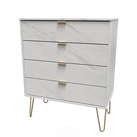 Hong Kong Marble 4 Drawer Chest Gold Hairpin Leg