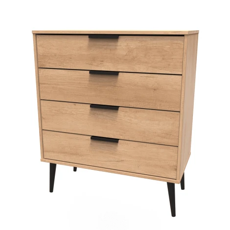Hong Kong Nebraska Oak 4 Drawer Chest Black Wooden Leg