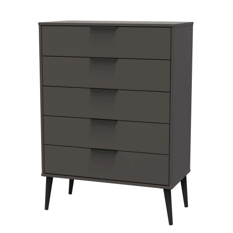 Hong Kong Graphite 5 Drawer Chest Black Wooden Leg