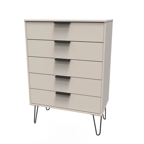 Hong Kong Kashmir Matt 5 Drawer Chest Black Hairpin Leg